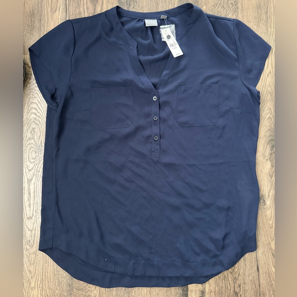 NWT NY & Co Soho Navy Blue short sleeve blouse NY&C